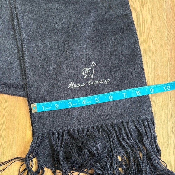 Alpaca Camargo Navy Blue Fringe Scarf - Picture 6 of 7